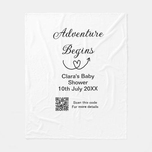 Adventure startet Baby Dusche Scan QR Fleecedecke (Vorderseite)