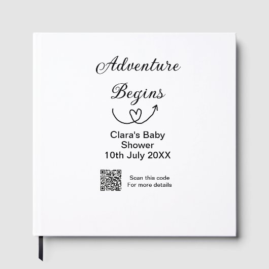 Adventure startet Baby Dusche Scan QR Gästebuch (Vorderseite)