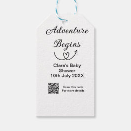 Adventure startet Baby Dusche Scan QR Geschenkanhänger