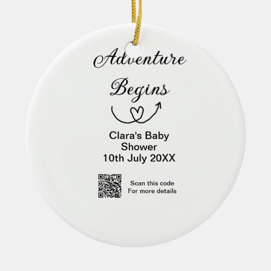 Adventure startet Baby Dusche Scan QR Keramik Ornament (Vorne)