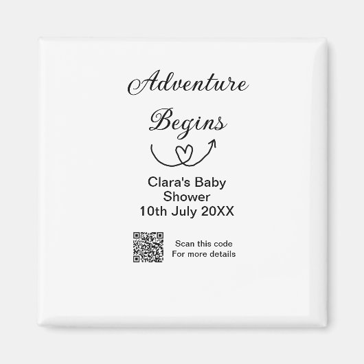 Adventure startet Baby Dusche Scan QR Magnet (Vorne)