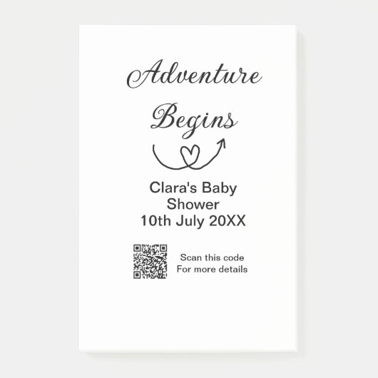 Adventure startet Baby Dusche Scan QR Post-it Klebezettel (Vorderseite)