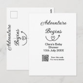 Adventure startet Baby Dusche Scan QR Postkarte (Vorne/Hinten)