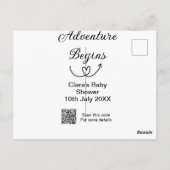 Adventure startet Baby Dusche Scan QR Postkarte (Rückseite)