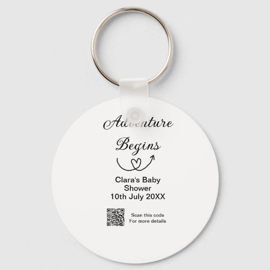 Adventure startet Baby Dusche Scan QR Schlüsselanhänger (Vorderseite)