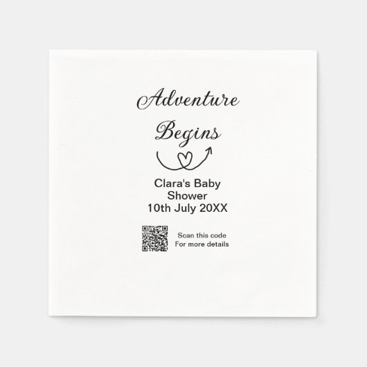 Adventure startet Baby Dusche Scan QR Serviette (Vorderseite)