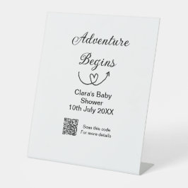 Adventure startet Baby Dusche Scan QR Sockelschild