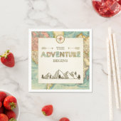 Adventure startet Paper Napkin World Map Travel Serviette (Beispiel)