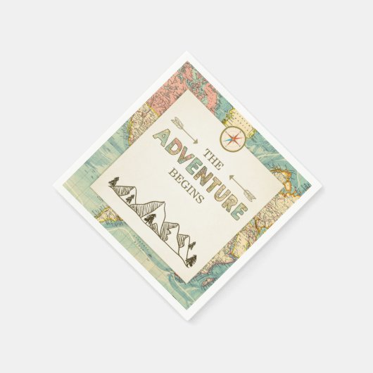 Adventure startet Paper Napkin World Map Travel Serviette (Ecke)