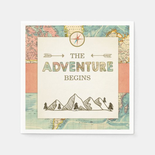 Adventure startet Paper Napkin World Map Travel Serviette (Vorderseite)