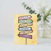 Adventure Street Sign Travel Postkarte (Stehend Vorderseite)