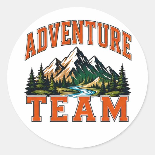 🏔️ Adventure Team Mitarbeiter Typography 👕 Runder Aufkleber (Vorderseite)