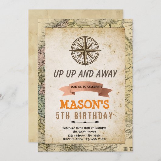 Adventure-Thema Geburtstagsveranstaltung Einladung (Vorne/Hinten)