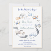 Adventure Transportation Boy Baby Shower Einladung (Vorderseite)