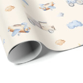 Adventure Transportation Boy Baby Shower Geschenkpapier (Rolleneckpunkt)