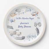Adventure Transportation Boy Baby Shower Pappteller (Vorderseite)