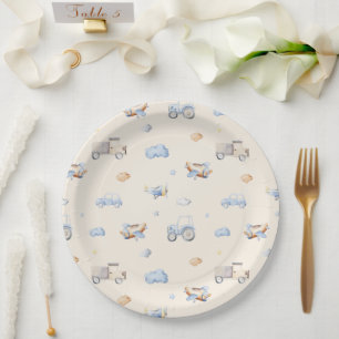 Adventure Transportation Boy Baby Shower Pappteller