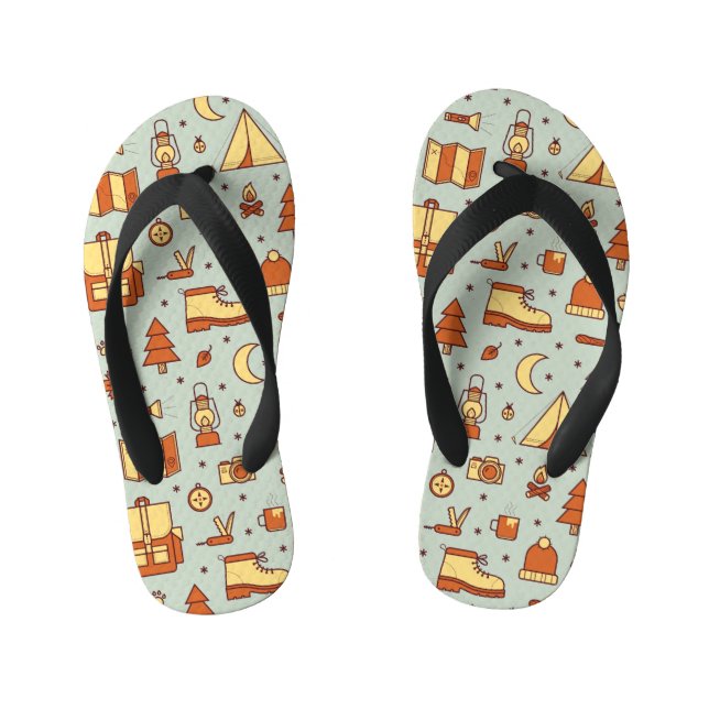 Adventure travel icons, seamless pattern. kinderbadesandalen (Fußbett)