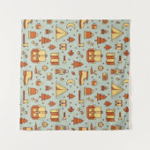 Adventure travel icons, seamless pattern. wandteppich (Vorderseite (Horizontal))