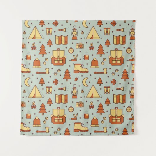 Adventure travel icons, seamless pattern. wandteppich (Vorderseite)