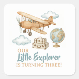 Adventure Travel Little Explorer Geburtstag Quadratischer Aufkleber