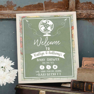 Adventure Travel Map Kinderdusche Willkommen Poster