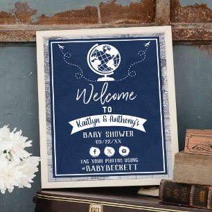 Adventure Travel Map Kinderdusche Willkommen Poster