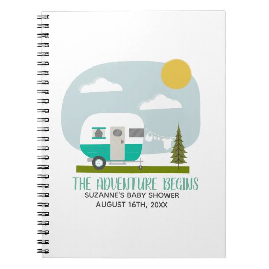 Adventure Turquoise Camper Baby Showbook Notizblock (Vorderseite)