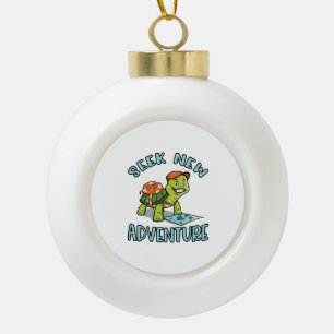 Adventure Turtle Keramik Kugel-Ornament