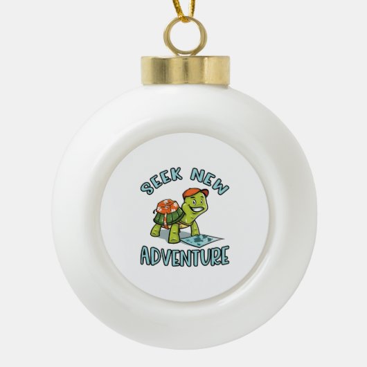 Adventure Turtle Keramik Kugel-Ornament (Vorderseite)