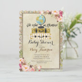 Adventure Vintag Baby Shower Einladung (Stehend Vorderseite)