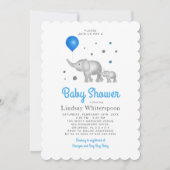 Adventure Wassercolor Elephants Boy Baby Dusche Einladung (Vorderseite)