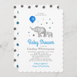 Adventure Wassercolor Elephants Boy Baby Dusche Einladung