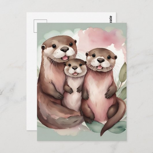 Adventure Water Color Otter Postkarte (Vorne/Hinten)