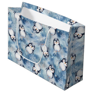 Adventure Watercolor Baby Pinguin Baby Dusche Große Geschenktüte
