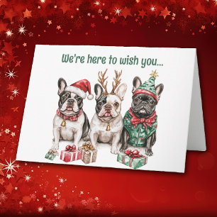 Adventure Watercolor French Bulldogs Christmas Car Feiertagskarte