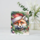 Adventure Watercolor Red Fox Weihnachten Postkarte (Stehend Vorderseite)