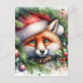 Adventure Watercolor Red Fox Weihnachten Postkarte (Vorderseite)