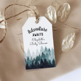 Adventure Watercolor Rustic Forest Baby Dusche Geschenkanhänger