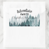 Adventure Watercolor Rustic Forest Baby Dusche Rechteckiger Aufkleber (Tasche)