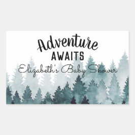 Adventure Watercolor Rustic Forest Baby Dusche Rechteckiger Aufkleber