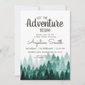 Adventure Watercolor Rustic Woodland Babydusche Einladung (Vorderseite)