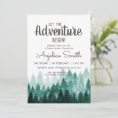 Adventure Watercolor Rustic Woodland Babydusche Einladung (Stehend Vorderseite)
