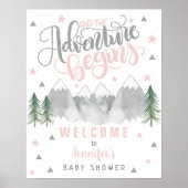 Adventure Welcome Sign Pink Poster (Vorne)