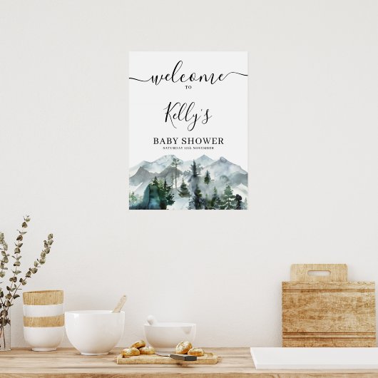 Adventure Wilderness Baby Dusche Begrüßungszeichen Poster (Küche)