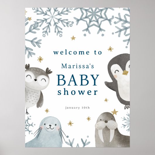 Adventure Winter Arctic Animals Baby Dusche Willko Poster (Vorne)