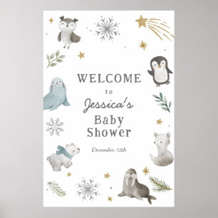 Adventure Winter Arctic Animals Baby Dusche Willko Poster