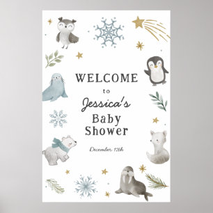 Adventure Winter Arctic Animals Baby Dusche Willko Poster