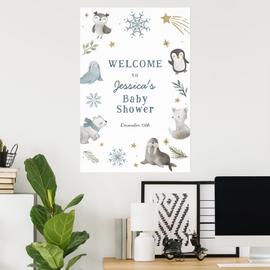 Adventure Winter Arctic Animals Baby Dusche Willko Poster (Heimbüro)