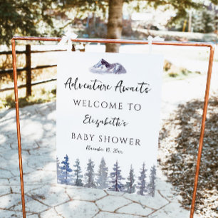 Adventure Winter Trees Baby Dusche Willkommen Fotodruck